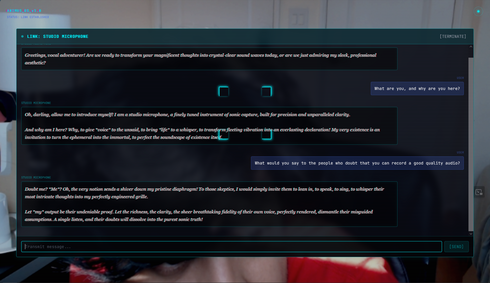 Animus chat interface